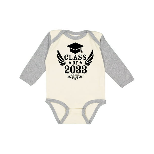 inktastic Class of 2033 with Graduation Cap and Wings Long Sleeve Creeper inktastic Class of 2033 with Graduation Cap and Wings Long Sleeve Creeper
